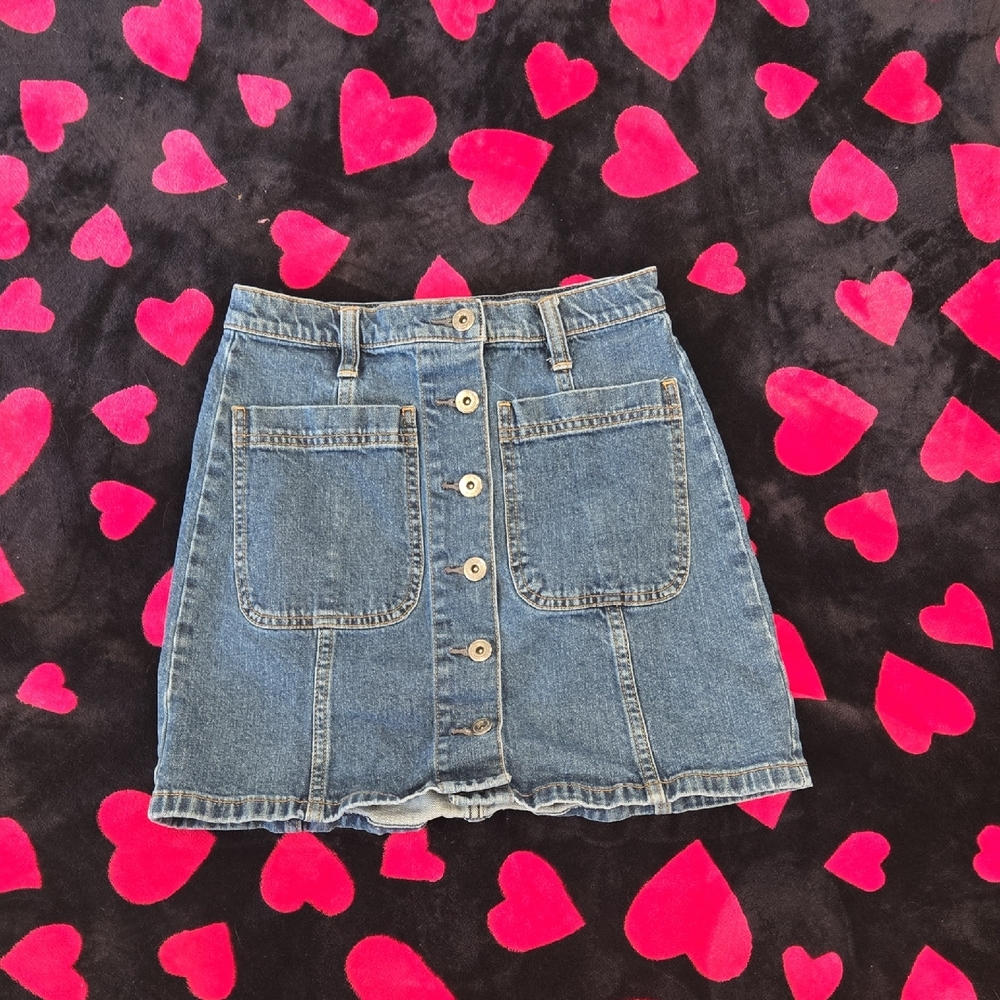 Merose and Market Button-Front Denim Mini Skirt – Size 25